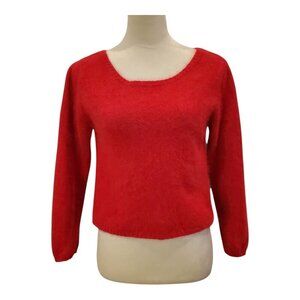 Vintage CROQUET CLUB SZ M Angora blend Soft Cropped Adorable Knit Sweater in Red